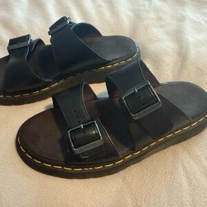 Dr. Martens Black Leather Sandals with Buckle Detail